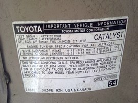 2004 TOYOTA TACOMA, GOLD, SR5 MODEL, PRE-RUNNER, EXTD CAB, 2.7L, AT. 2WD